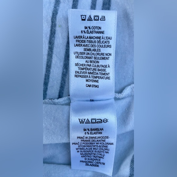 Dakini Faux Wrap Knee Length White Black/Gray Striped Skirt Size Large - Picture 12 of 13